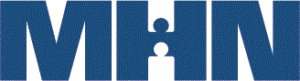Blue logo reading "MHN" with a stylized circular dot in the center of the letter "H".