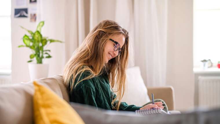 woman writing something
