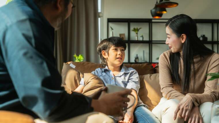 teen with parents